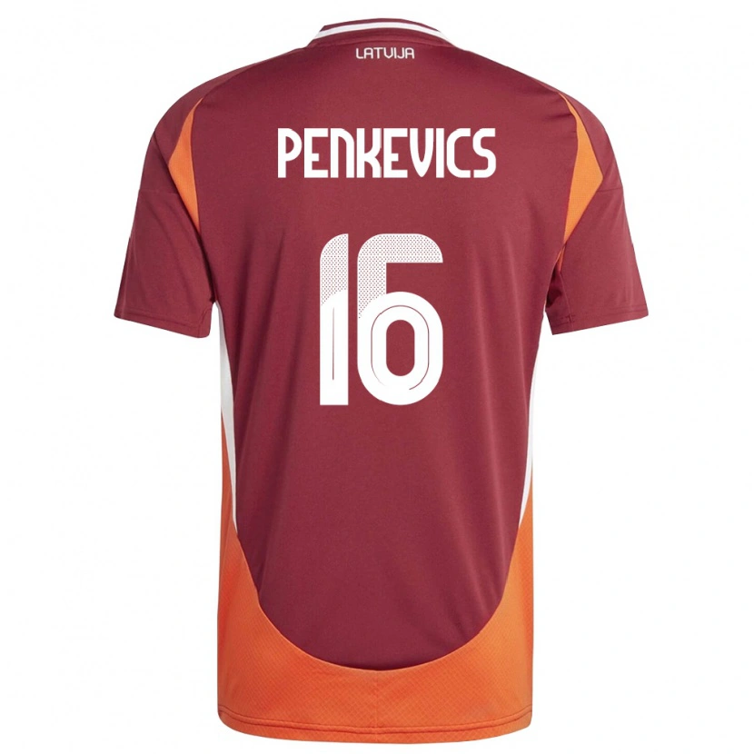 Danxen Women Latvia Kristers Penkevics #16 Deep Red White Orange Home Jersey 26-28 T-Shirt