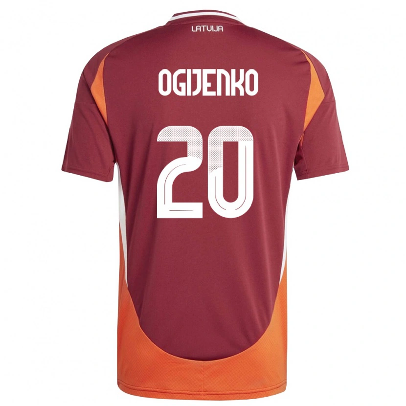 Danxen Women Latvia Nikita Ogijenko #20 Deep Red White Orange Home Jersey 26-28 T-Shirt