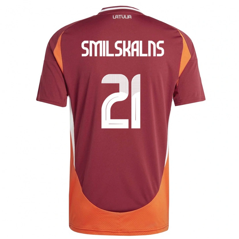 Danxen Women Latvia Gundars Smilskalns #21 Deep Red White Orange Home Jersey 26-28 T-Shirt