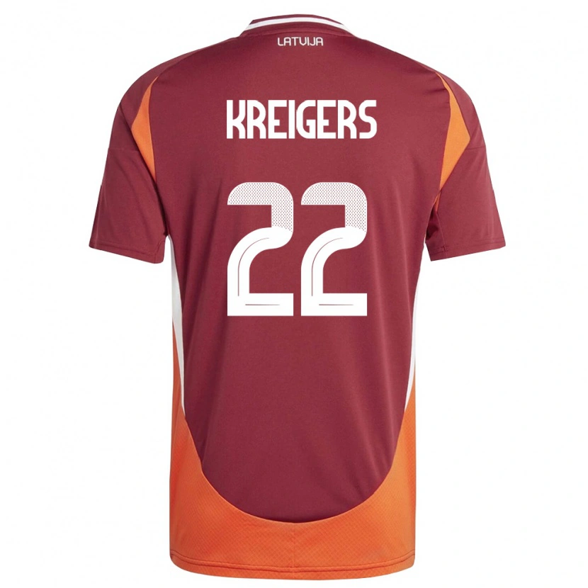 Danxen Women Latvia Edvards Kreigers #22 Deep Red White Orange Home Jersey 26-28 T-Shirt