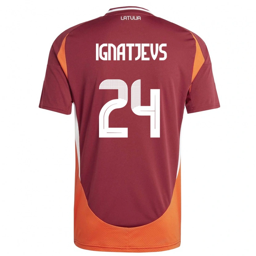 Danxen Women Latvia Denis Ignatjevs #24 Deep Red White Orange Home Jersey 26-28 T-Shirt