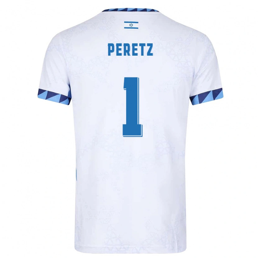 Danxen Women Israel Daniel Peretz #1 White Light Blue Home Jersey 26-28 T-Shirt