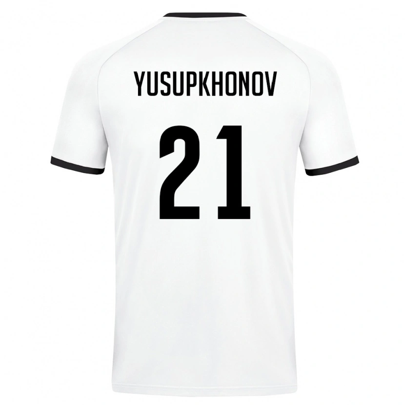 Danxen Women Uzbekistan Zayniddin Yusupkhonov #21 White Dark Green Away Jersey 26-28 T-Shirt