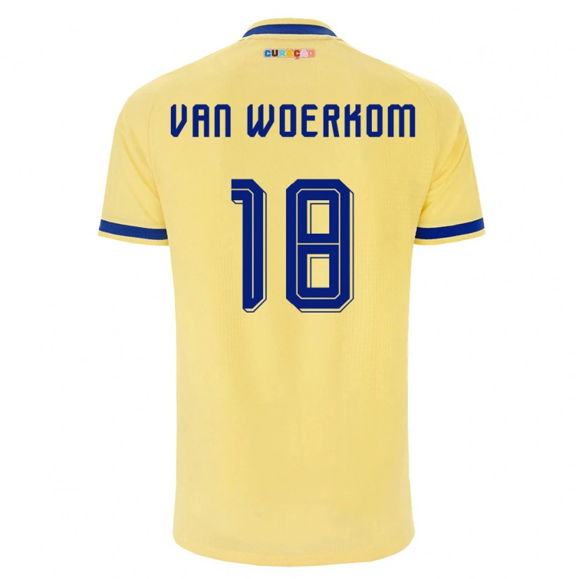 Danxen Women Curaçao Sebastian Van Woerkom #18 Yellow Navy Pink Away Jersey 26-28 T-Shirt