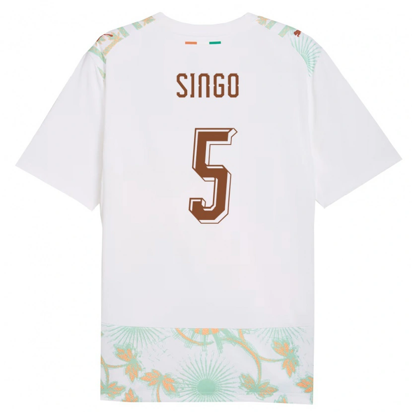 Danxen Women Ivory Coast Wilfried Singo #5 White Orange Green Away Jersey 26-28 T-Shirt