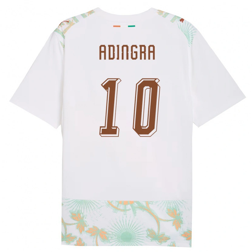 Danxen Women Ivory Coast Simon Adingra #10 White Orange Green Away Jersey 26-28 T-Shirt