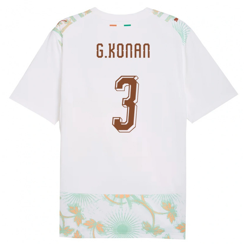 Danxen Women Ivory Coast Ghislain Konan #3 White Orange Green Away Jersey 26-28 T-Shirt