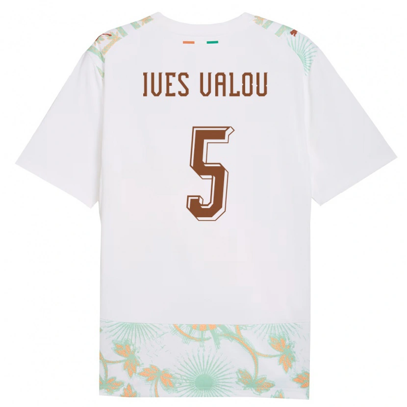 Danxen Women Ivory Coast Jean Ives Valou #5 White Orange Green Away Jersey 26-28 T-Shirt