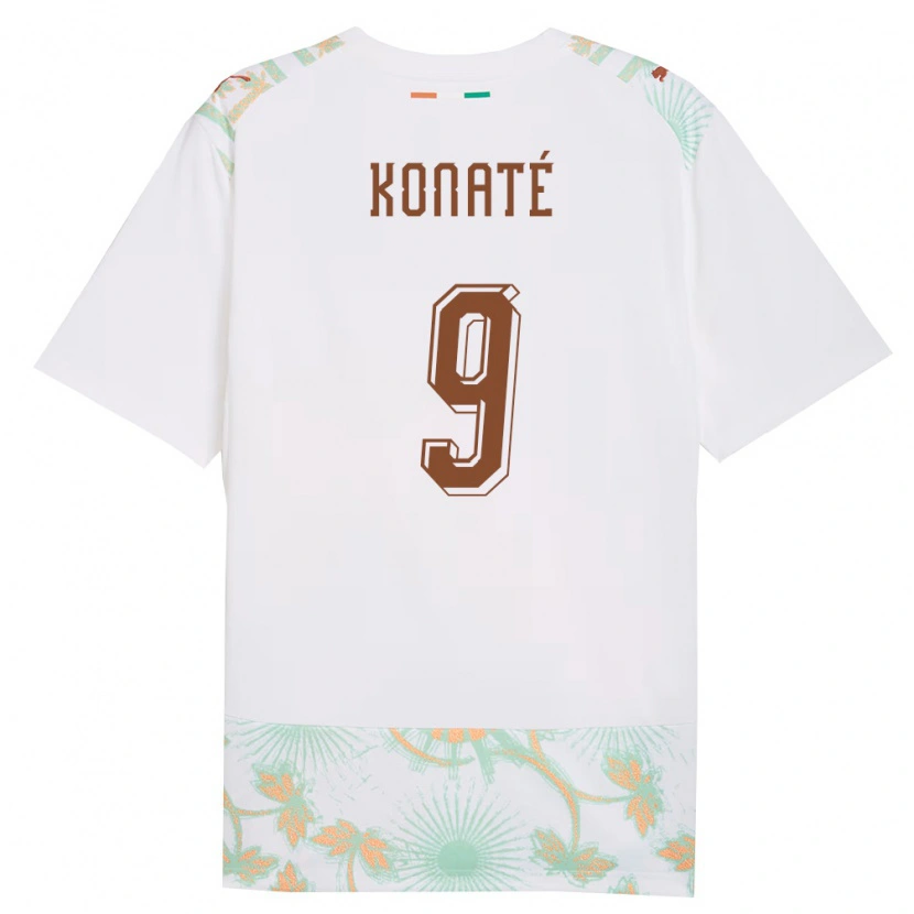 Danxen Women Ivory Coast Oumar Konaté #9 White Orange Green Away Jersey 26-28 T-Shirt