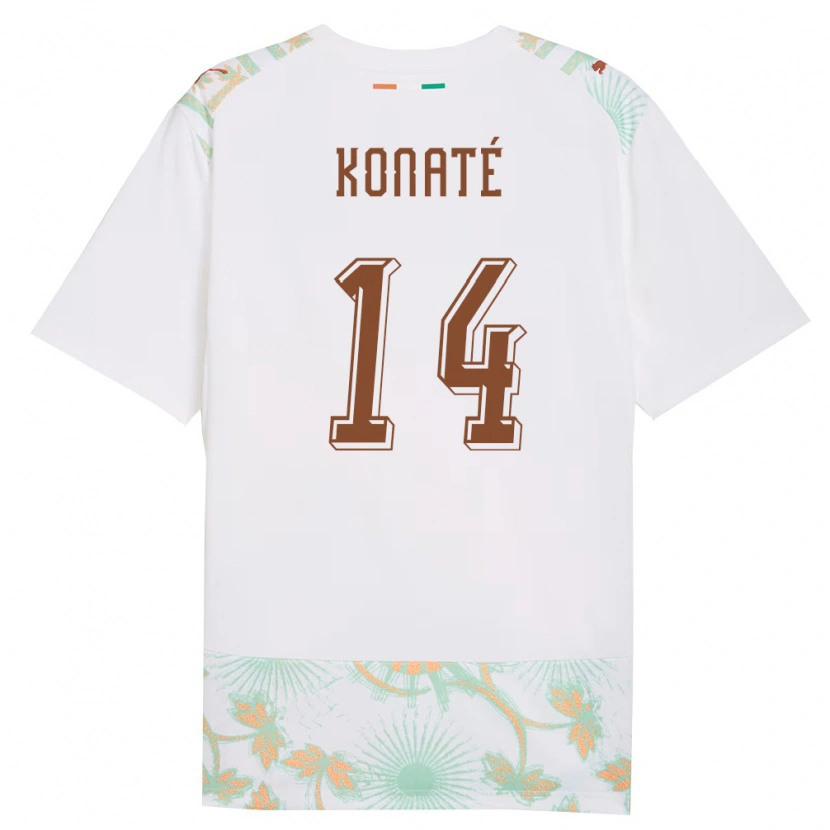 Danxen Women Ivory Coast Abdramane Konaté #14 White Orange Green Away Jersey 26-28 T-Shirt