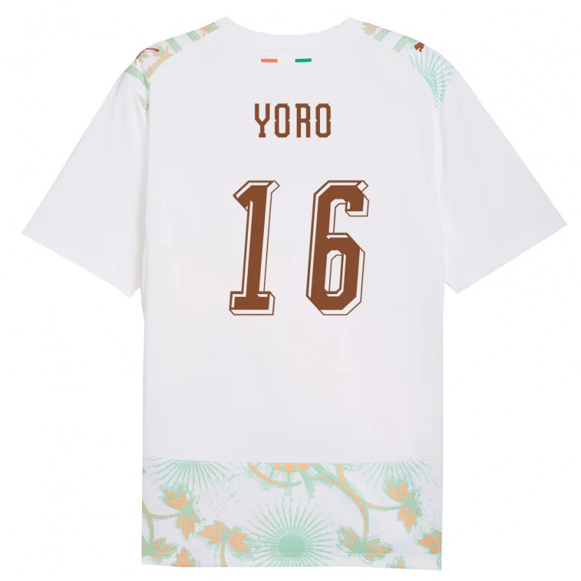 Danxen Women Ivory Coast Zigui Yoro #16 White Orange Green Away Jersey 26-28 T-Shirt