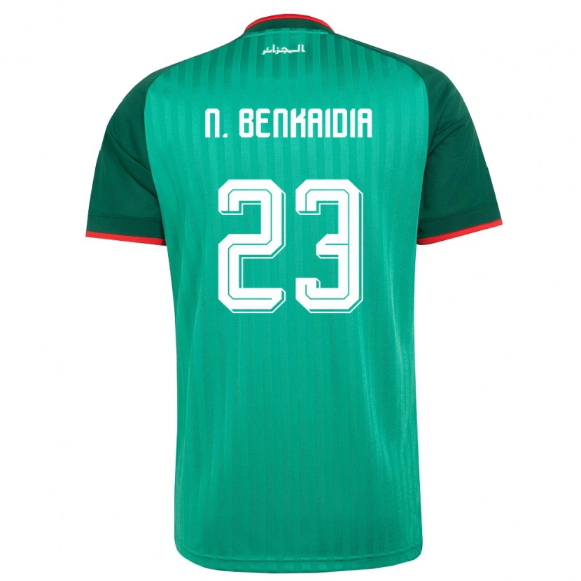 Danxen Women Algeria Nazim Mohamed Salah Benkaidia #23 Green Red White Away Jersey 26-28 T-Shirt