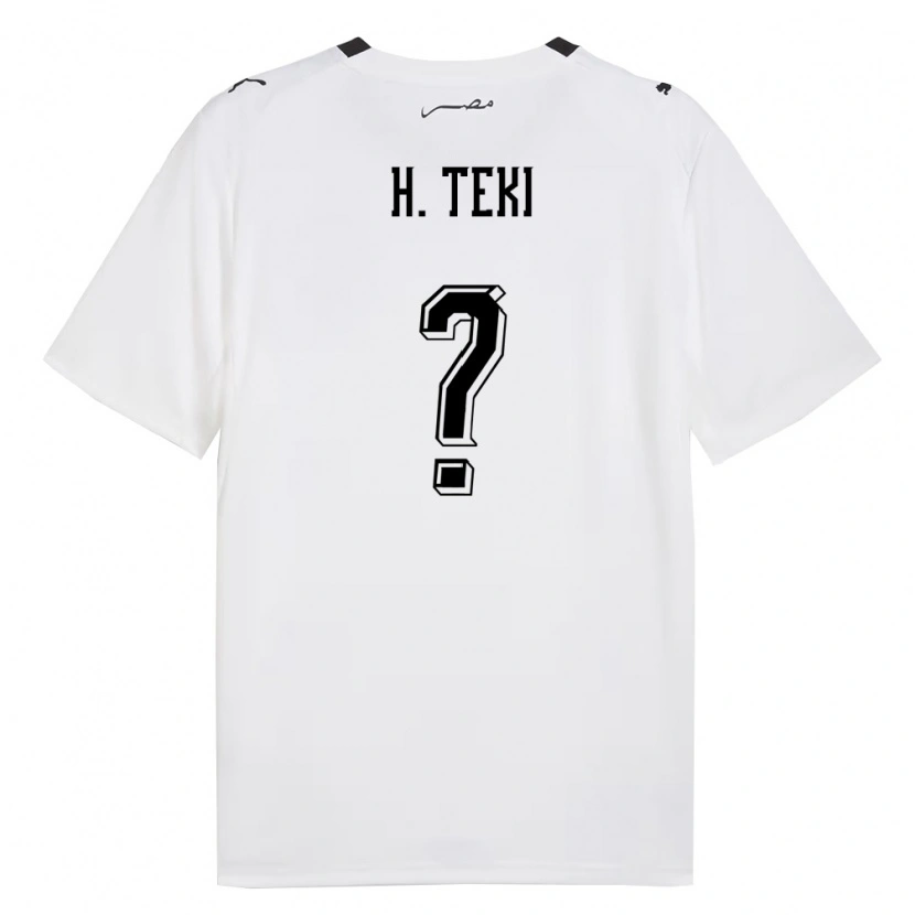 Danxen Women Egypt Hossam Ashour El Teki #0 White Gray Black Away Jersey 26-28 T-Shirt