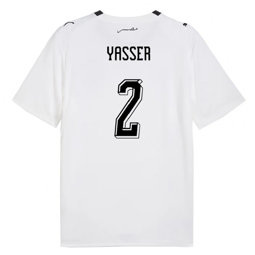 Danxen Women Egypt Yasser Ibrahim #2 White Gray Black Away Jersey 26-28 T-Shirt