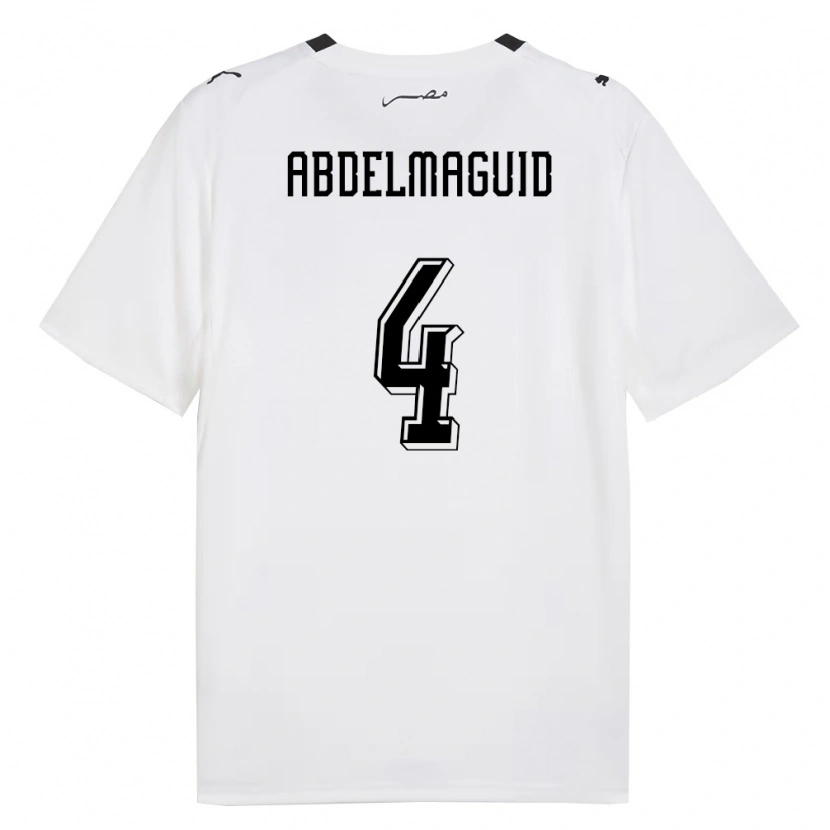Danxen Women Egypt Hossam Abdelmaguid #4 White Gray Black Away Jersey 26-28 T-Shirt