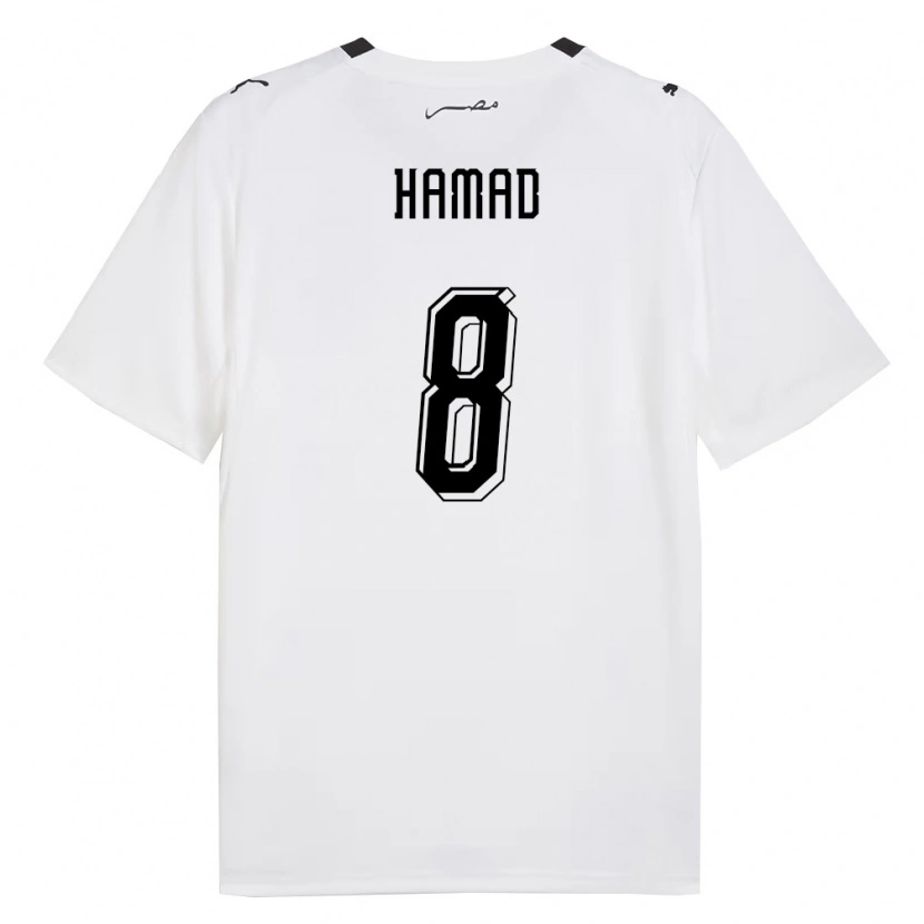 Danxen Women Egypt Mohamed Hamad #8 White Gray Black Away Jersey 26-28 T-Shirt