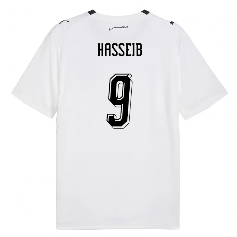 Danxen Women Egypt Adham Hasseib #9 White Gray Black Away Jersey 26-28 T-Shirt