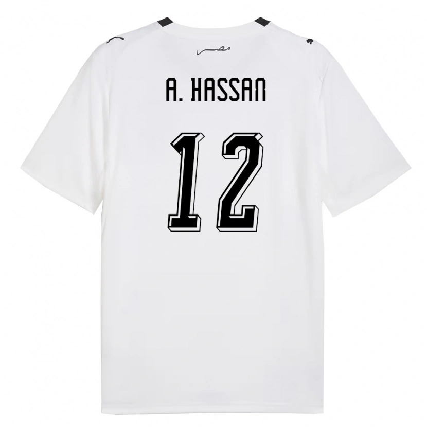 Danxen Women Egypt Amier Hassan #12 White Gray Black Away Jersey 26-28 T-Shirt