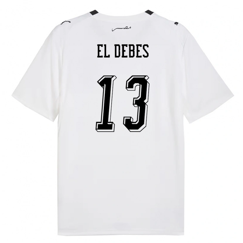 Danxen Women Egypt Karim El Debes #13 White Gray Black Away Jersey 26-28 T-Shirt