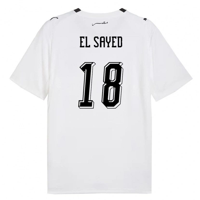Danxen Women Egypt Mohamed El Sayed #18 White Gray Black Away Jersey 26-28 T-Shirt