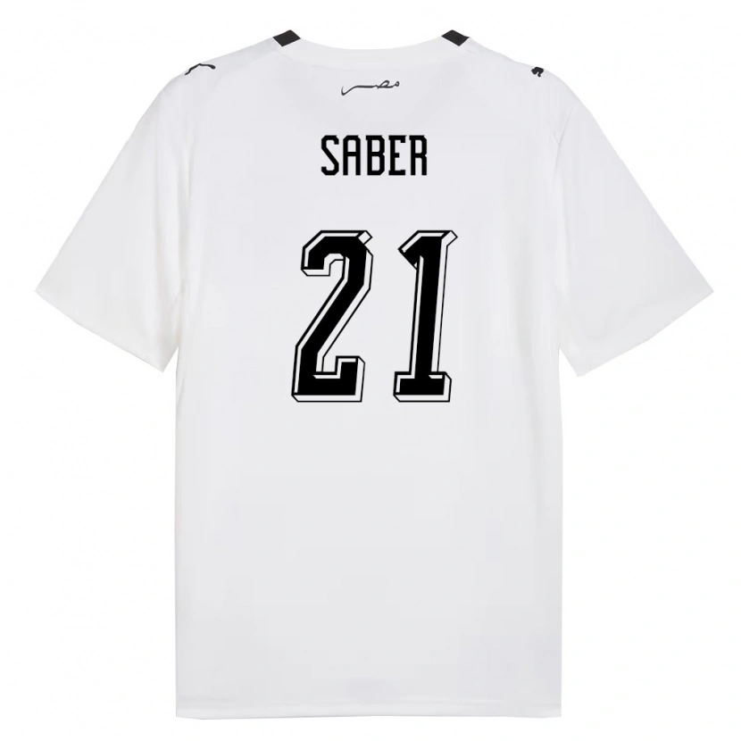 Danxen Women Egypt Mahmoud Saber #21 White Gray Black Away Jersey 26-28 T-Shirt
