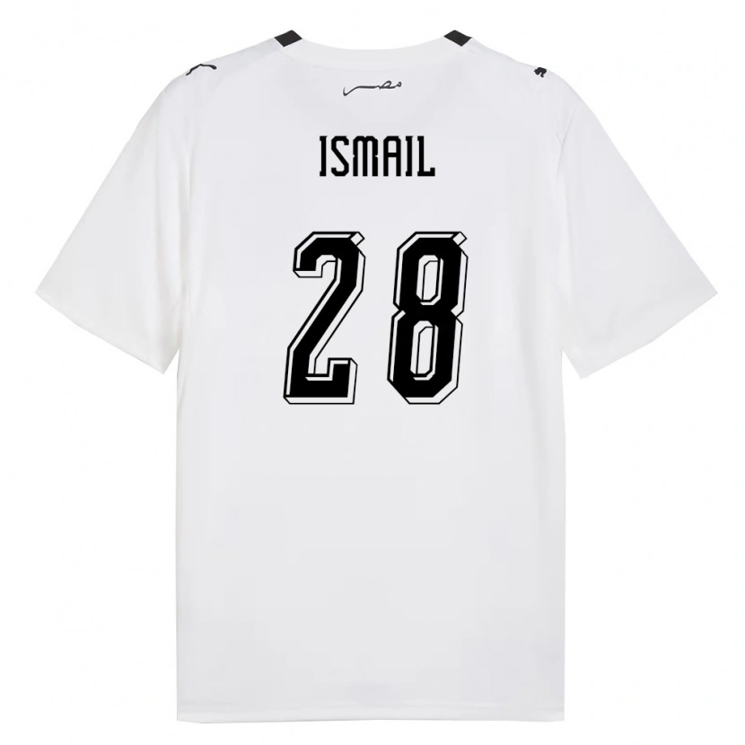 Danxen Women Egypt Mohamed Ismail #28 White Gray Black Away Jersey 26-28 T-Shirt