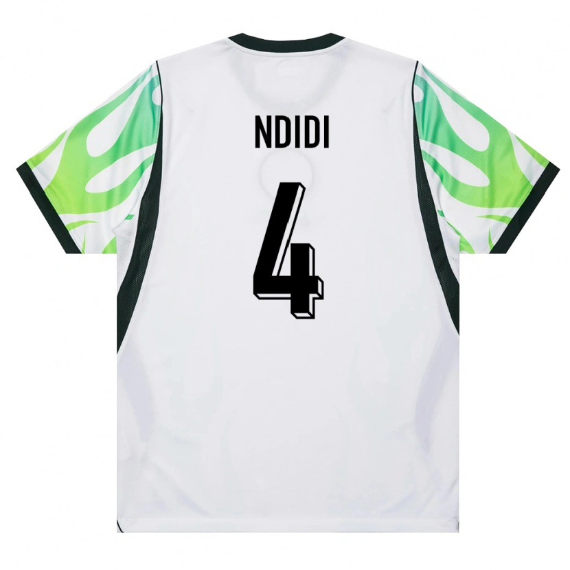 Danxen Women Nigeria Wilfred Ndidi #4 White Green Away Jersey 26-28 T-Shirt
