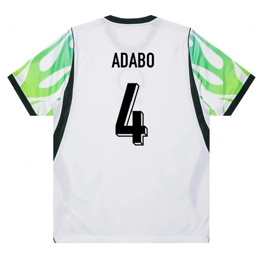 Danxen Women Nigeria Solomon Adabo #4 White Green Away Jersey 26-28 T-Shirt