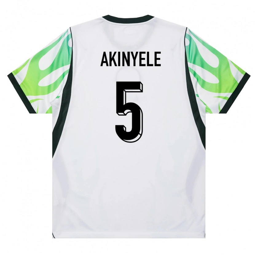 Danxen Women Nigeria Ahmed Akinyele #5 White Green Away Jersey 26-28 T-Shirt