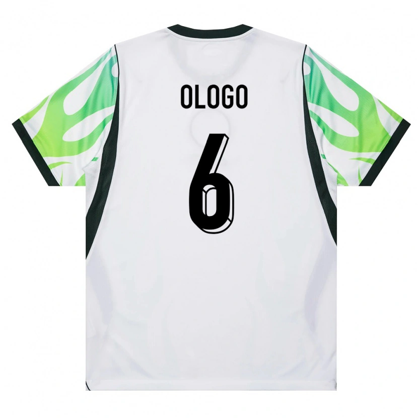 Danxen Women Nigeria Michael Ologo #6 White Green Away Jersey 26-28 T-Shirt