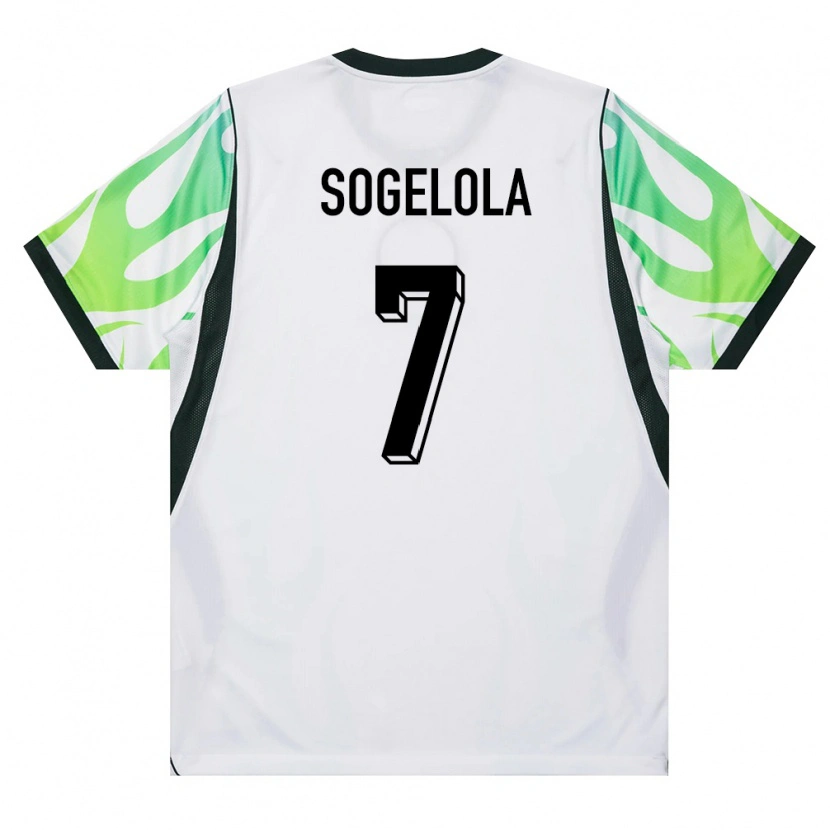 Danxen Women Nigeria Taiwo Sogelola #7 White Green Away Jersey 26-28 T-Shirt