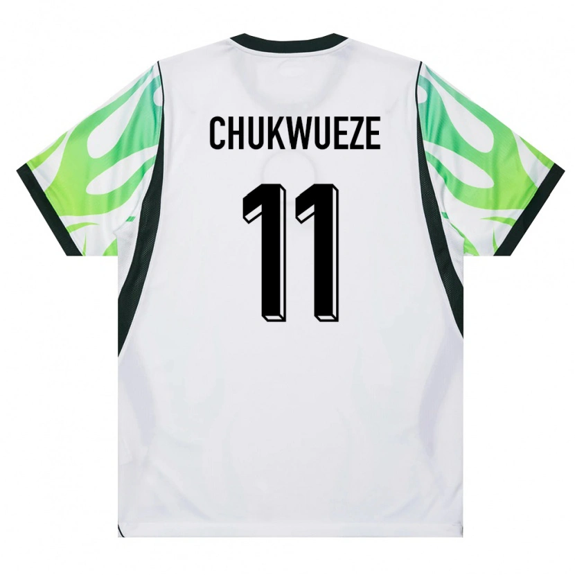 Danxen Women Nigeria Samuel Chukwueze #11 White Green Away Jersey 26-28 T-Shirt