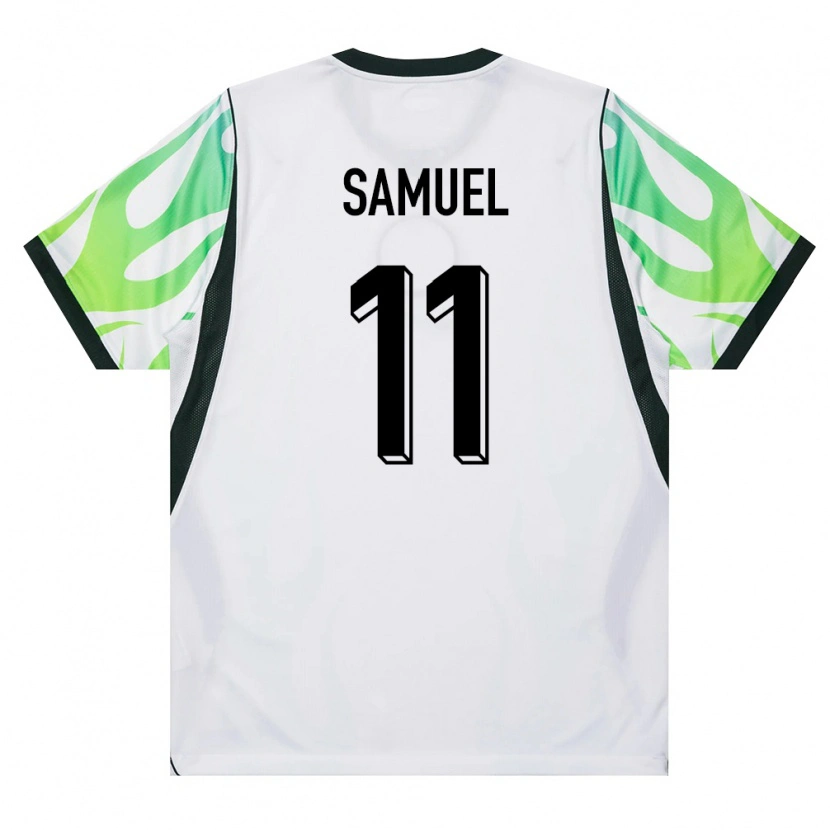 Danxen Women Nigeria Destiny Samuel #11 White Green Away Jersey 26-28 T-Shirt
