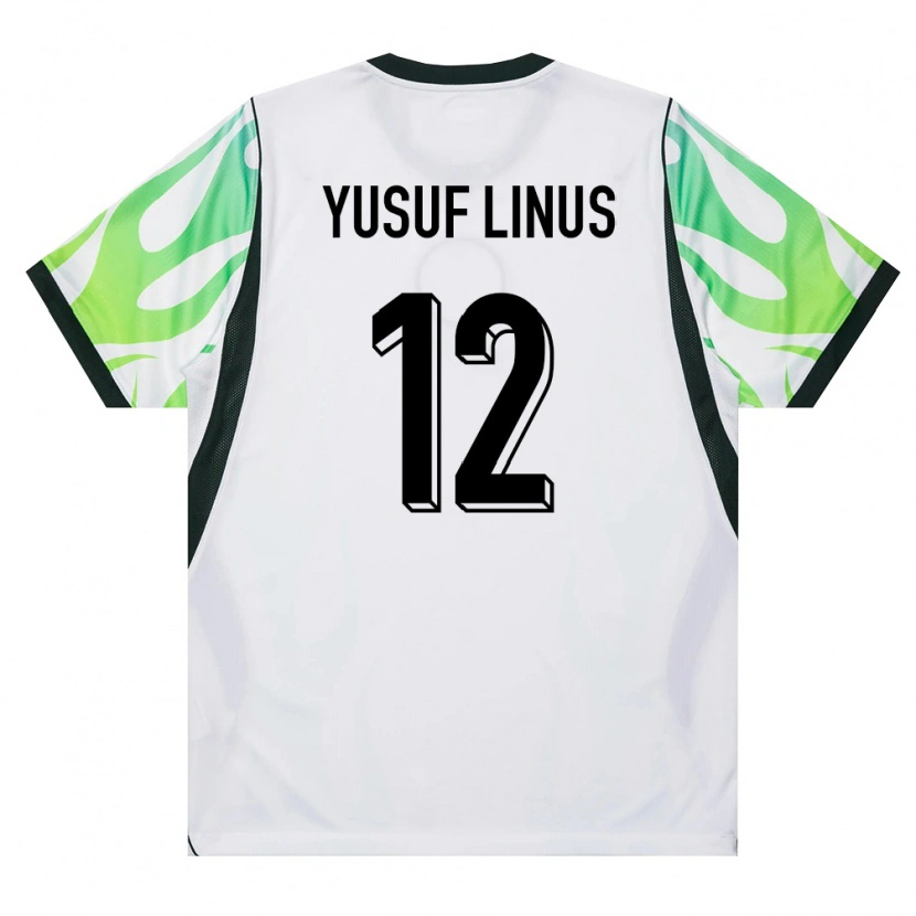 Danxen Women Nigeria Hope Yusuf Linus #12 White Green Away Jersey 26-28 T-Shirt