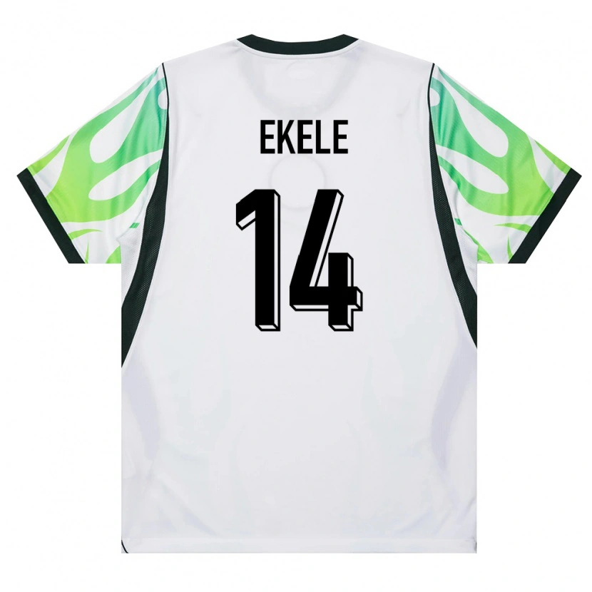 Danxen Women Nigeria Emmanuel Ekele #14 White Green Away Jersey 26-28 T-Shirt