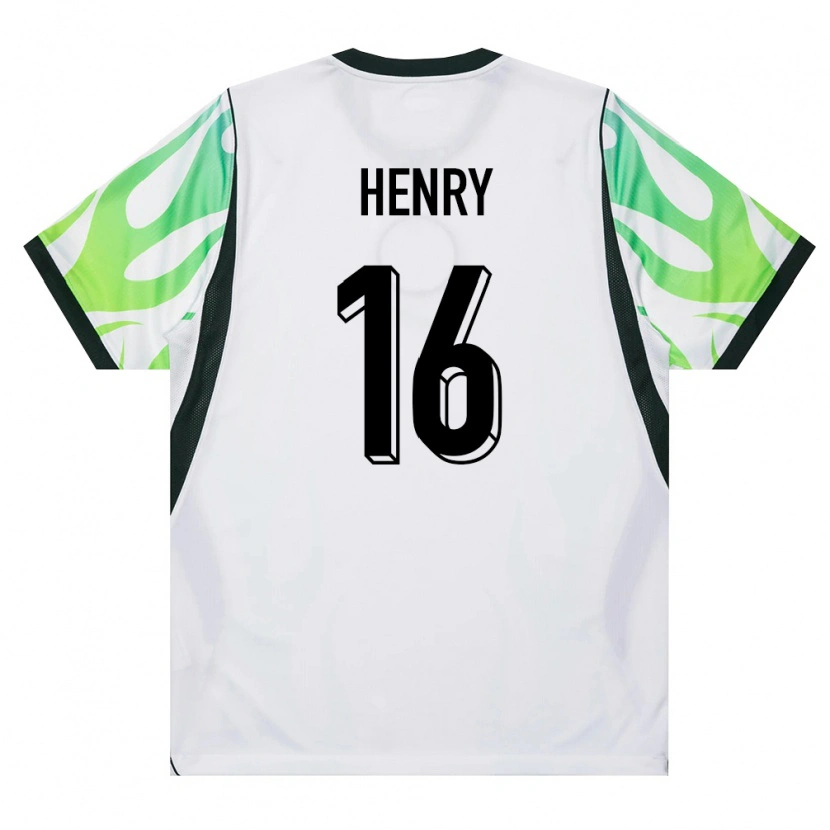Danxen Women Nigeria Caleb Henry #16 White Green Away Jersey 26-28 T-Shirt
