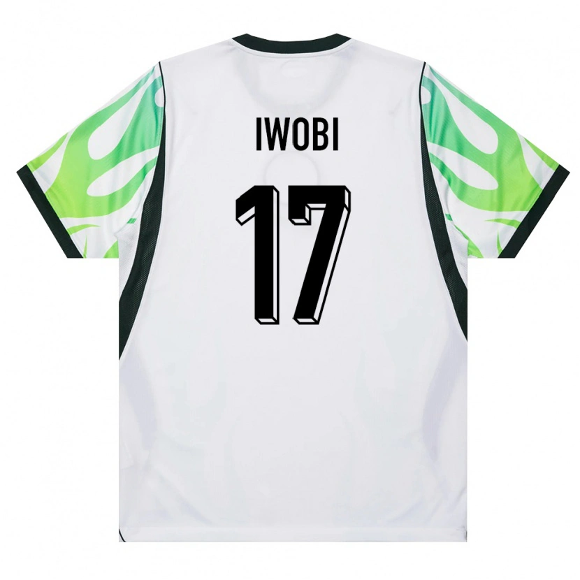 Danxen Women Nigeria Alex Iwobi #17 White Green Away Jersey 26-28 T-Shirt