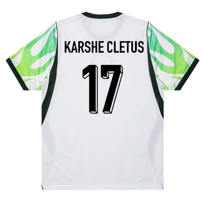 Danxen Women Nigeria Simon Karshe Cletus #17 White Green Away Jersey 26-28 T-Shirt