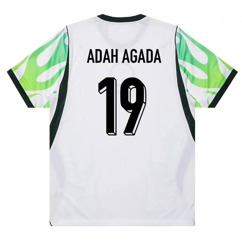 Danxen Women Nigeria Charles Adah Agada #19 White Green Away Jersey 26-28 T-Shirt