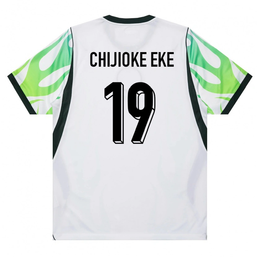 Danxen Women Nigeria Light Chijioke Eke #19 White Green Away Jersey 26-28 T-Shirt