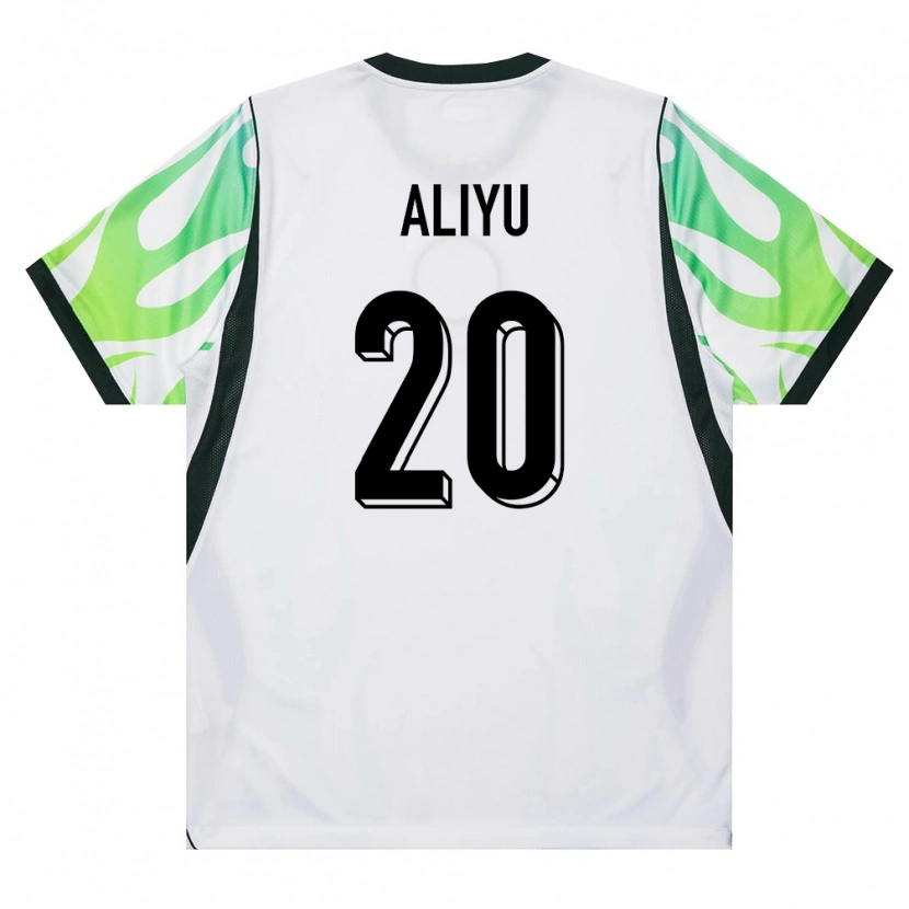Danxen Women Nigeria Haruna Aliyu #20 White Green Away Jersey 26-28 T-Shirt