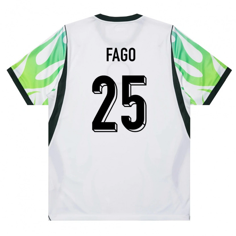 Danxen Women Nigeria Salim Fago Lawal #25 White Green Away Jersey 26-28 T-Shirt