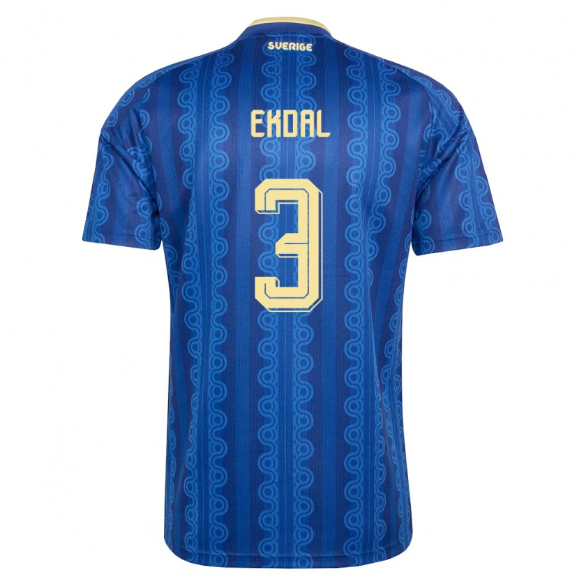 Danxen Women Sweden Hjalmar Ekdal #3 Blue Navy Yellow Away Jersey 26-28 T-Shirt