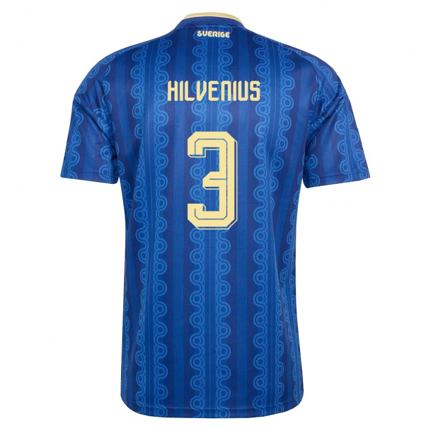 Danxen Women Sweden Harry Hilvenius #3 Blue Navy Yellow Away Jersey 26-28 T-Shirt