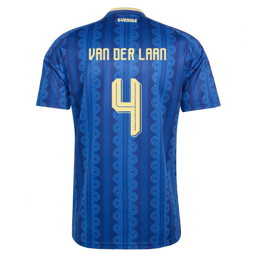 Danxen Women Sweden Elvis Van Der Laan #4 Blue Navy Yellow Away Jersey 26-28 T-Shirt