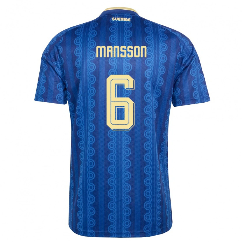 Danxen Women Sweden Oliver Månsson #6 Blue Navy Yellow Away Jersey 26-28 T-Shirt