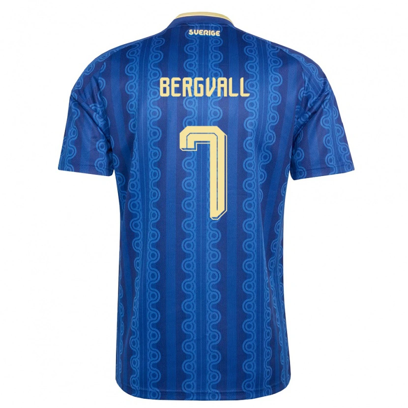 Danxen Women Sweden Lucas Bergvall #7 Blue Navy Yellow Away Jersey 26-28 T-Shirt