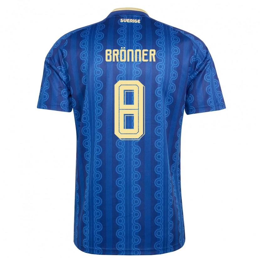 Danxen Women Sweden Axel Brönner #8 Blue Navy Yellow Away Jersey 26-28 T-Shirt