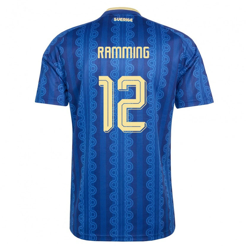 Danxen Women Sweden Nils Ramming #12 Blue Navy Yellow Away Jersey 26-28 T-Shirt