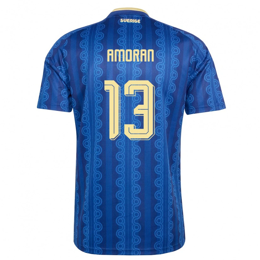 Danxen Women Sweden Peter Amoran #13 Blue Navy Yellow Away Jersey 26-28 T-Shirt